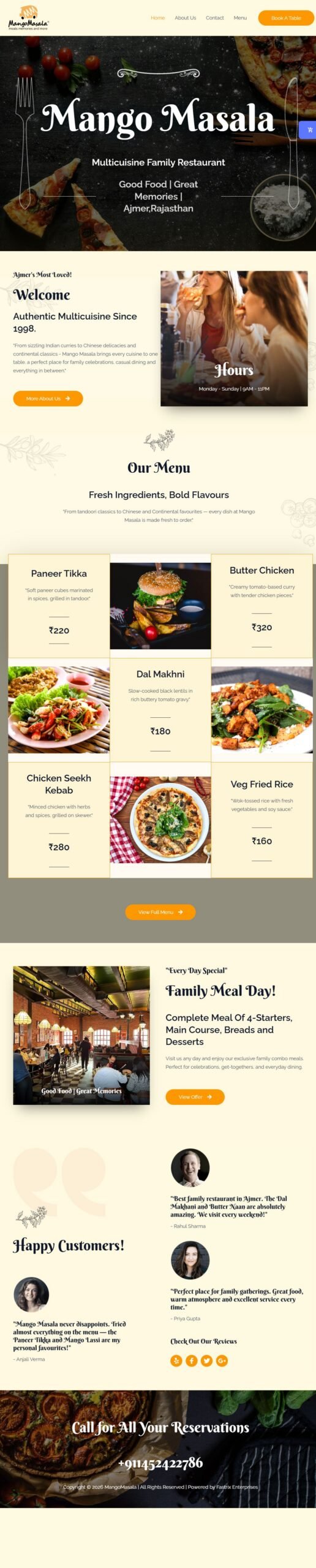 Mango Masala homepage screenshot