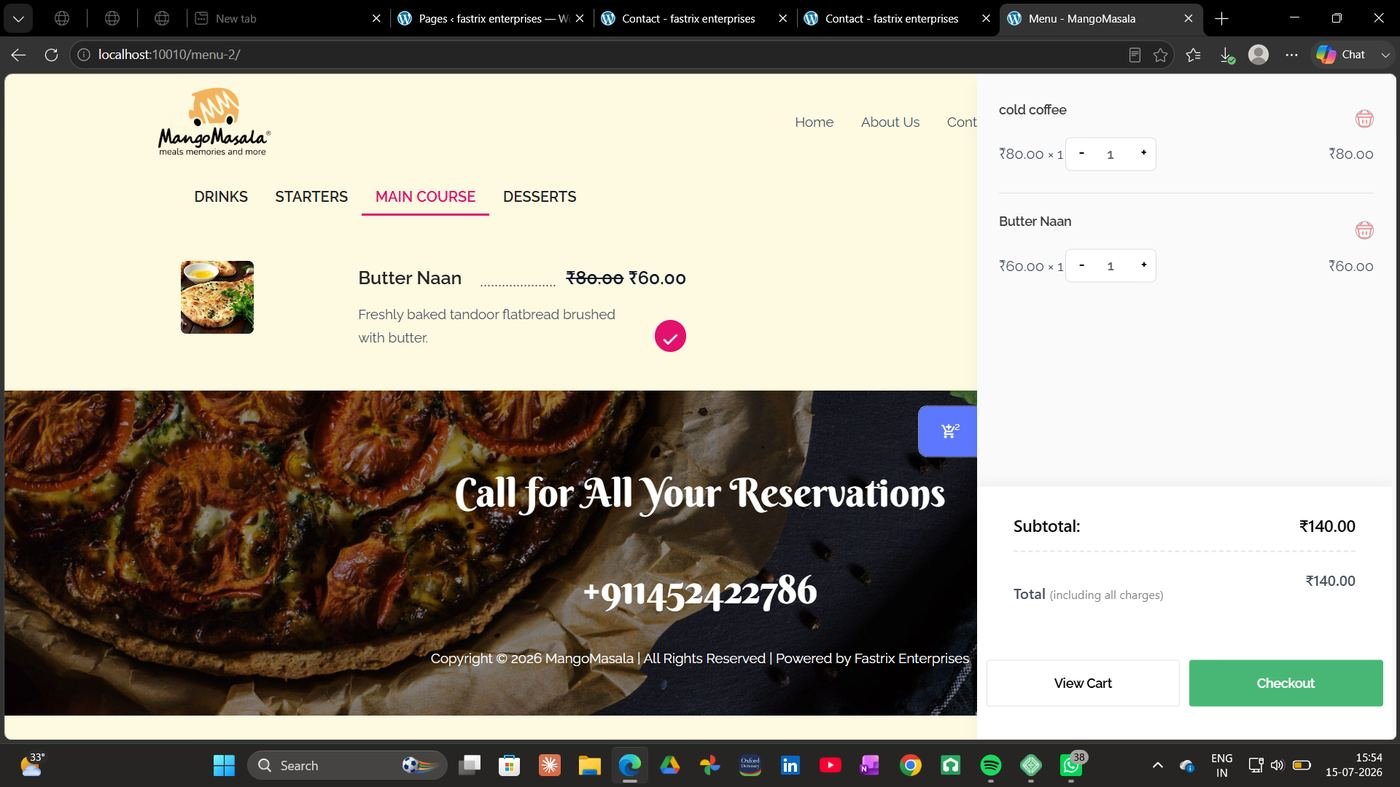 Mango Masala add-to-cart ordering screenshot